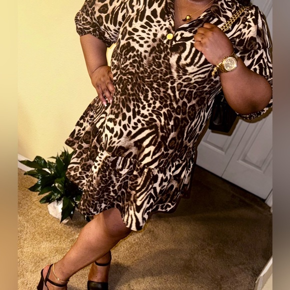 Leopard Mini Shirt Dress - Picture 3 of 6